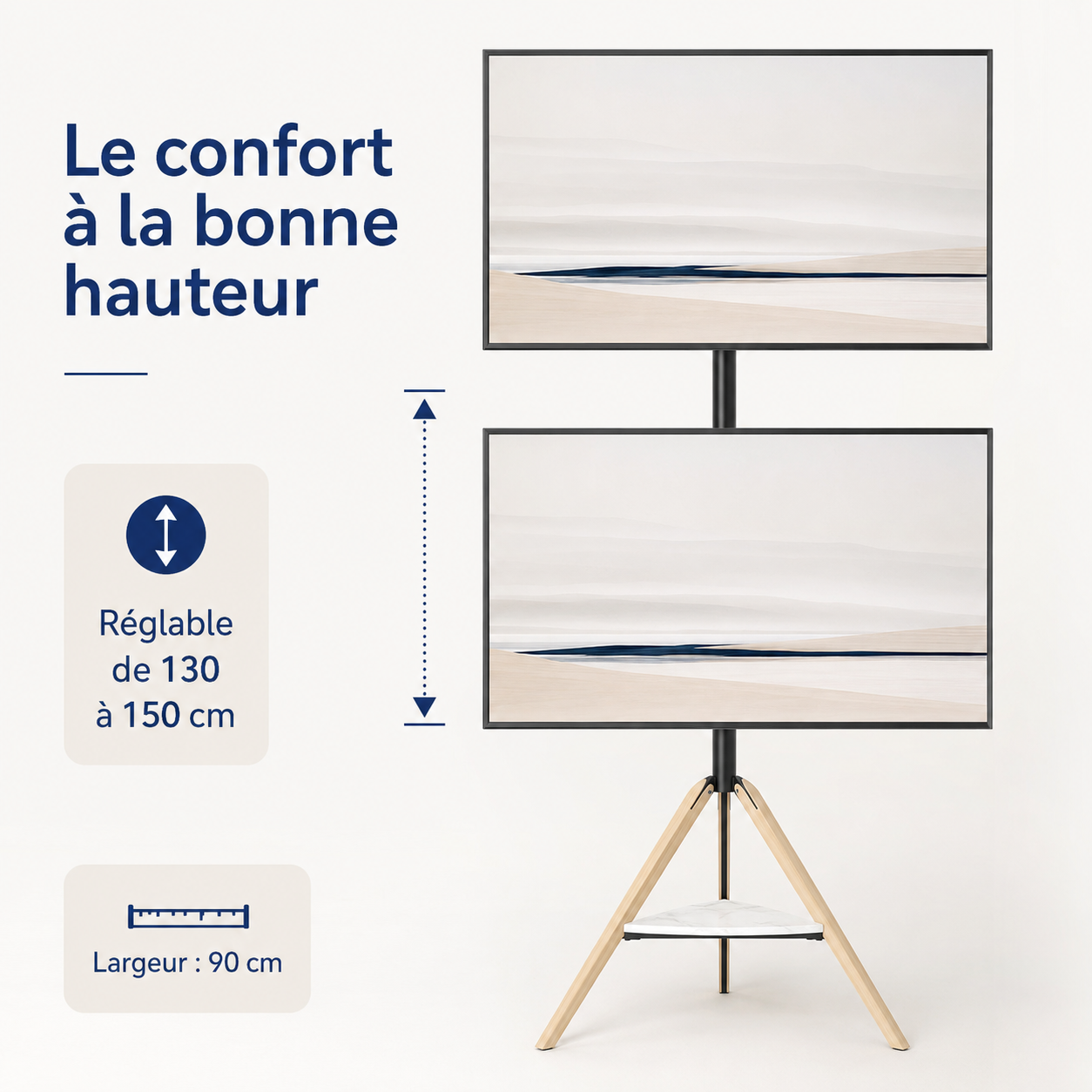 Réglage en hauteur du support TV Corner