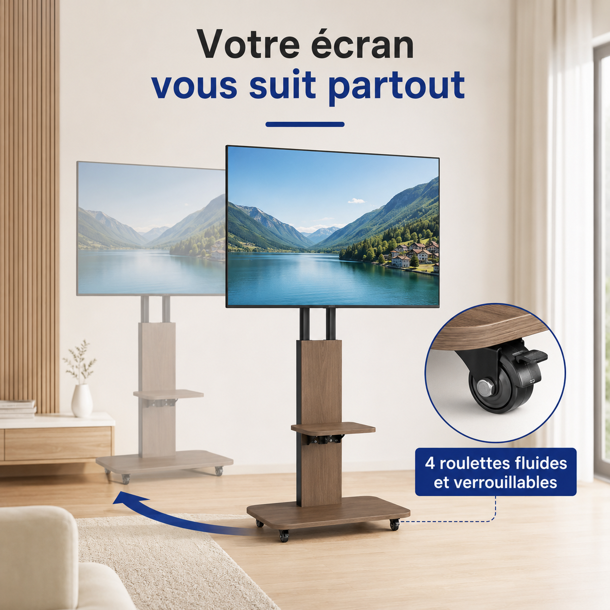 Roulettes du support TV mobile Move Wood