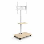 Support TV mobile 26 à 75 pouces avec plateau sur fond blanc