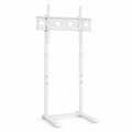 Support TV sur pied blanc seul sur fond clair