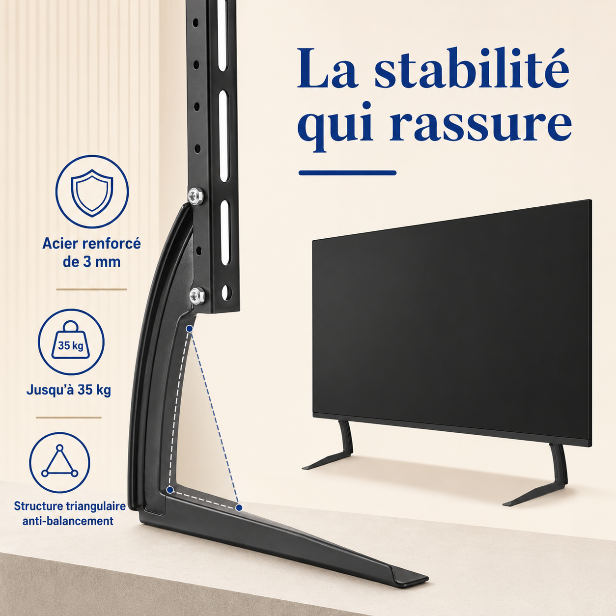 Structure renforcée des pieds TV Stand L