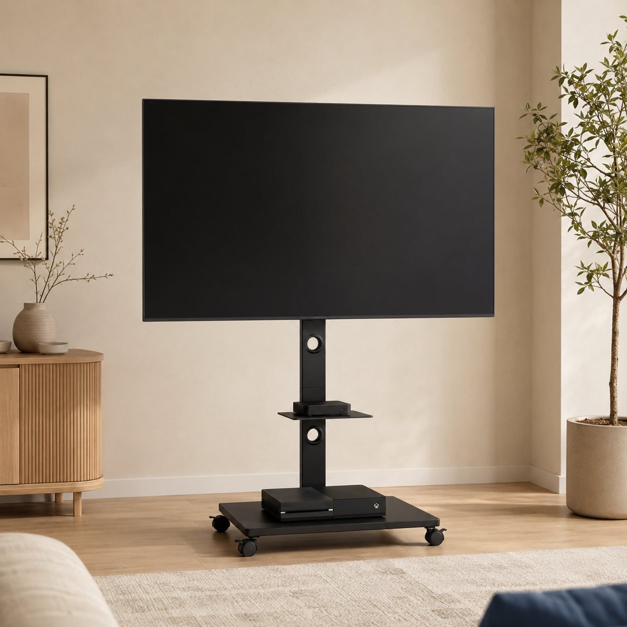 Support TV Move Tilt dans un salon lumineux