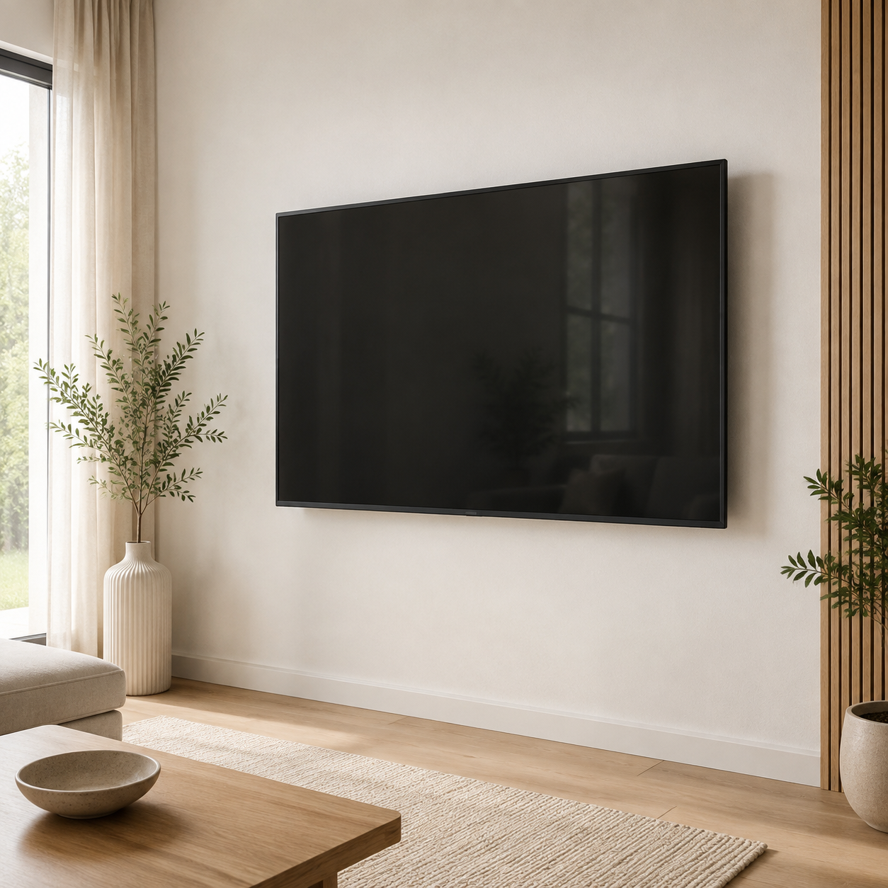 Mise en situation du support mural TV fixe Slim 80