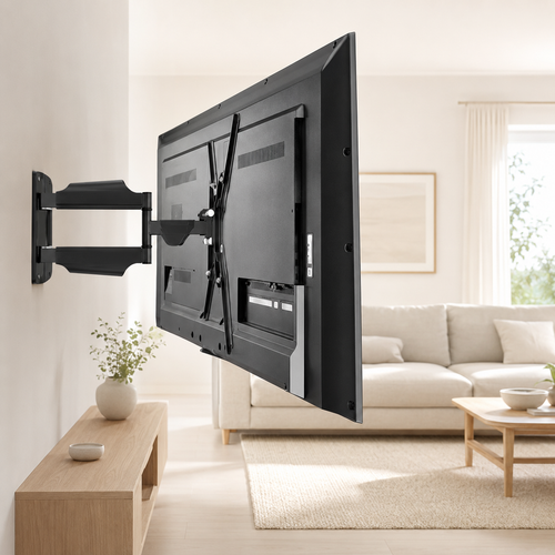 Support mural TV articulé Norden Motion Compact dans un salon