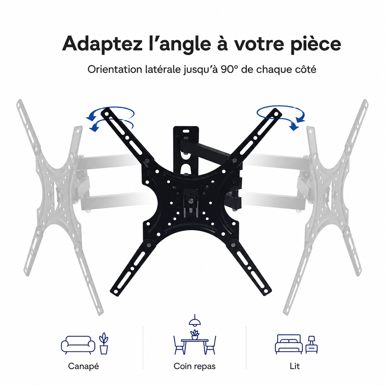 Angles de vision du support TV articulé Norden